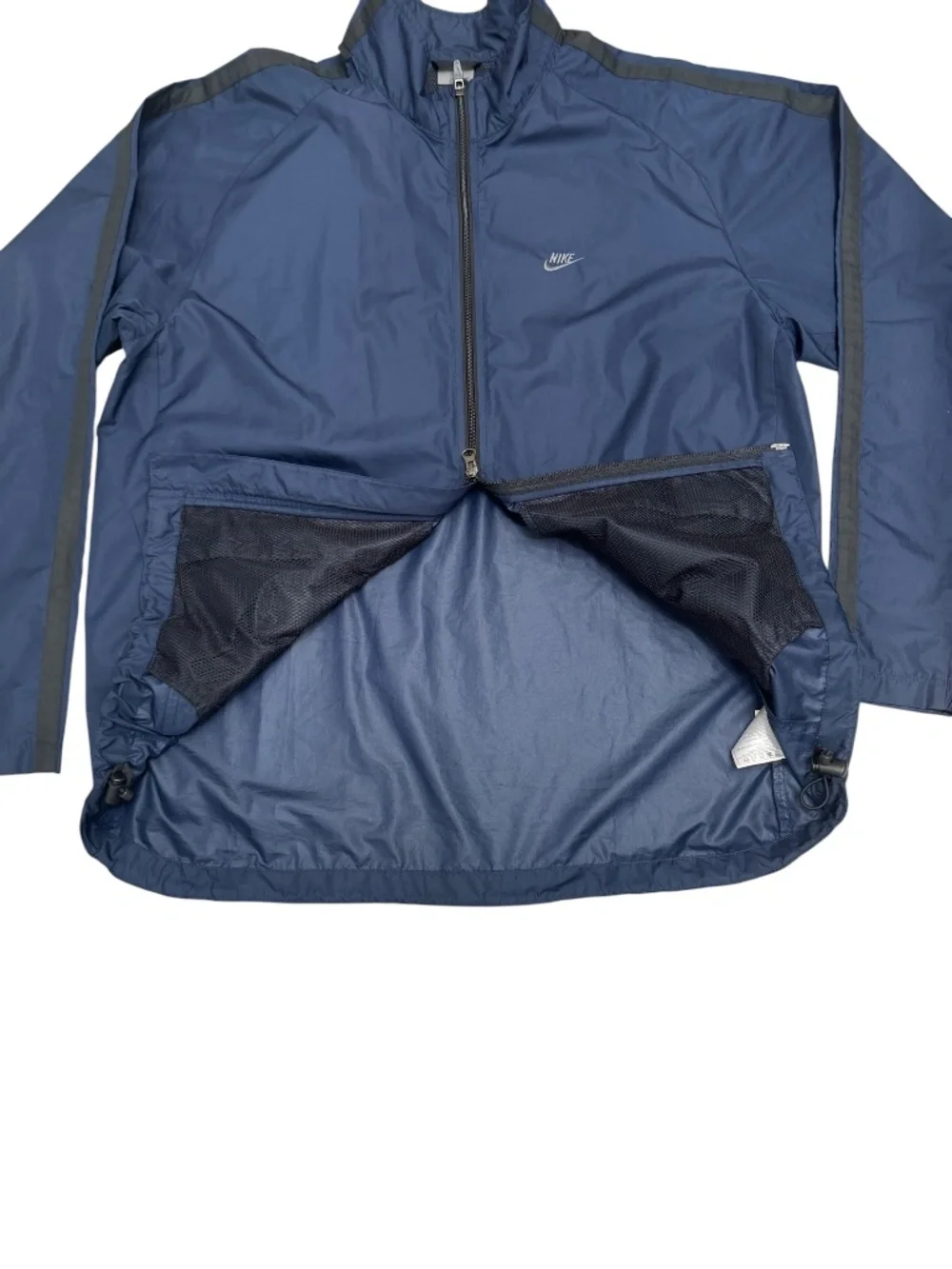 VINTAGE Y2K NAVY NIKE CLIMA-FIT FULL ZIP TRACK JACKET W REFLECTIVE ACCENTS